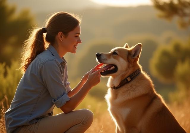 Éducatrice canine avec un chien en Provence